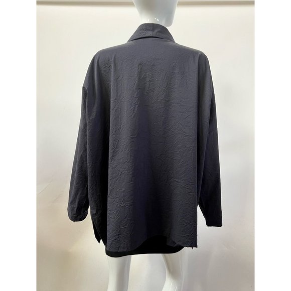 Blanque Womens Jacket Blue Buttons Up Tunic Long Sleeve Cotton Blend Plus 1X - Picture 2 of 12